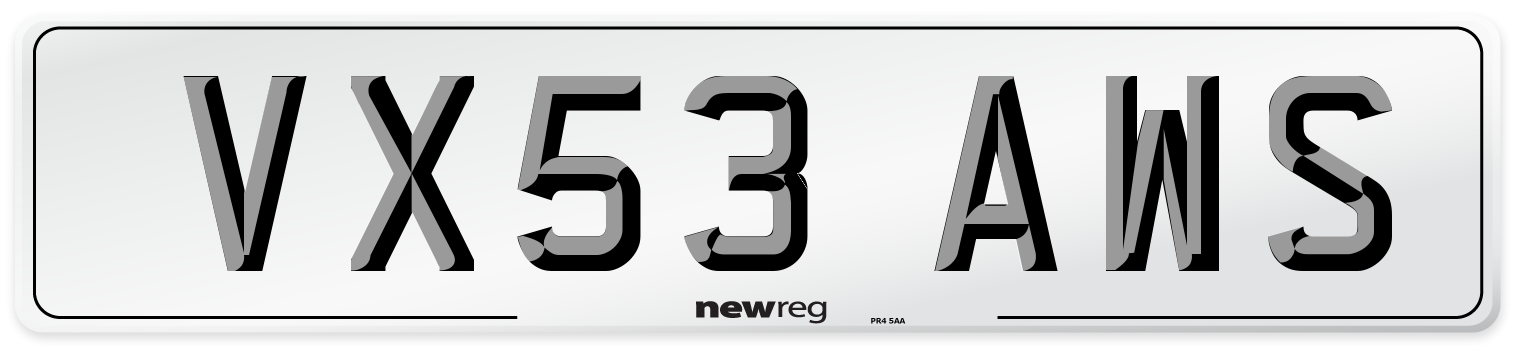 VX53 AWS Number Plate from New Reg